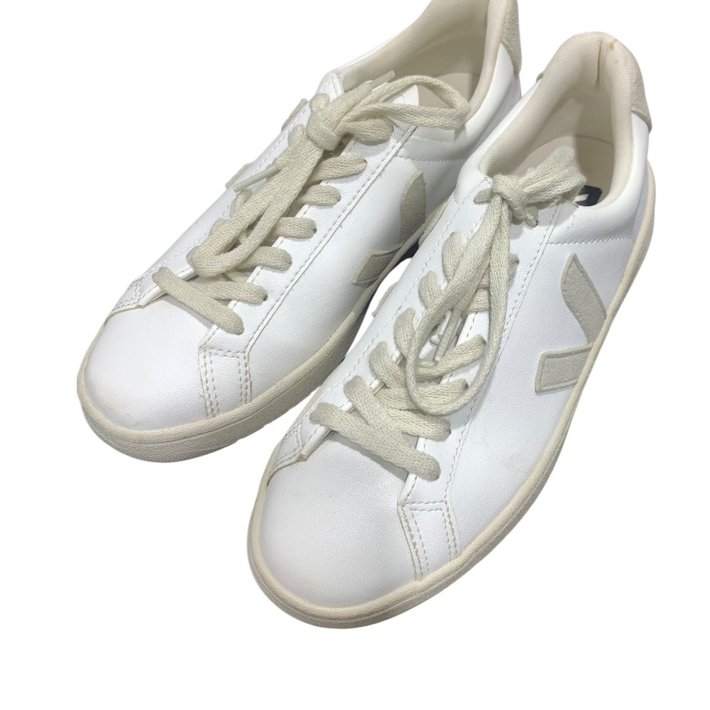 Veja V-12 Leather Sneakers White Pierre Grey Low Top Womens 7 EUR 38